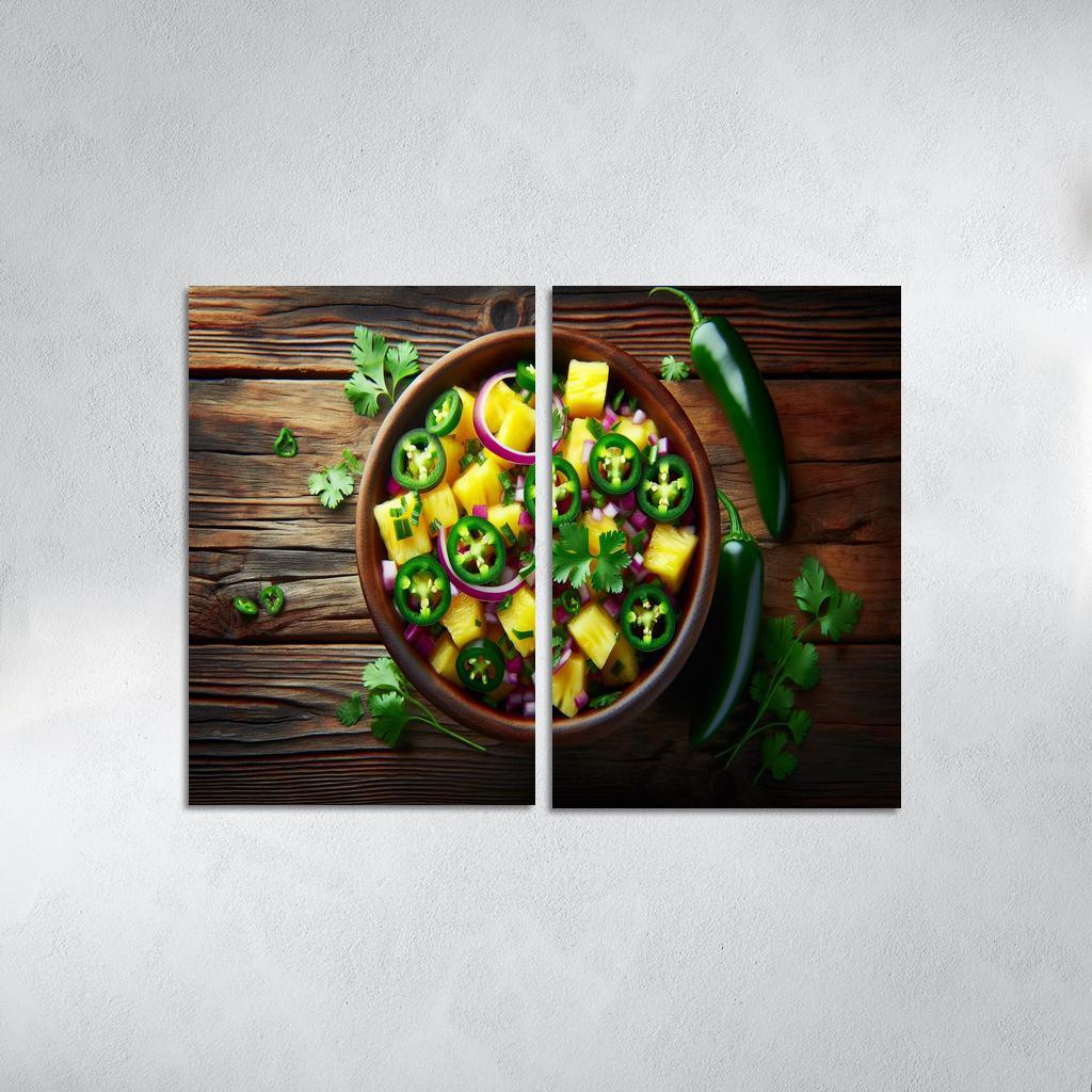 Spicy Pineapple Salsa 2 Piece HD Canvas Wall Art-Original Frame