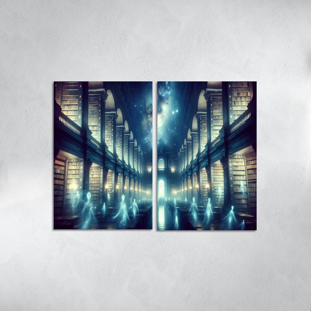 The Cosmic Library 2 Piece HD Canvas Wall Art-Original Frame