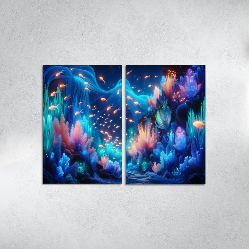 The Luminescent Depths 2 Piece HD Canvas Wall Art-Original Frame