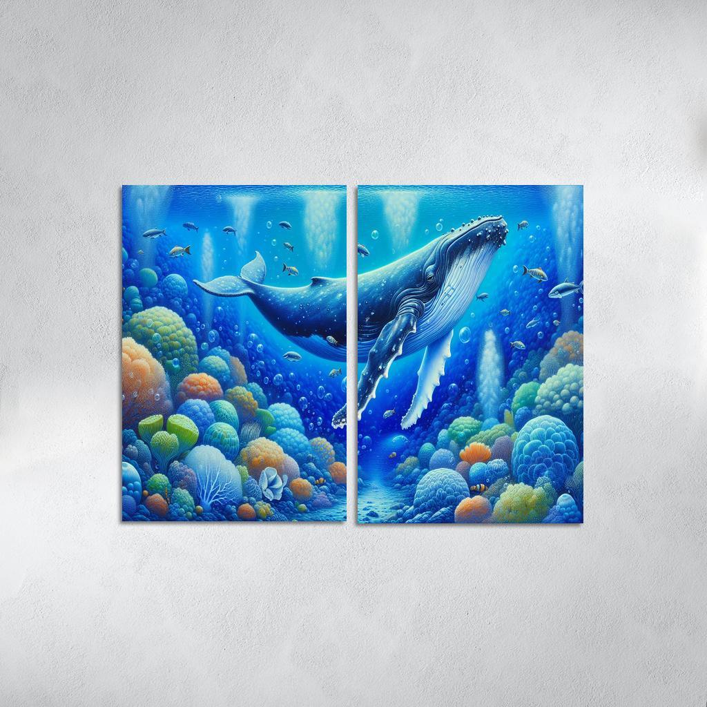 Whale Communication The Songs of the Deep 2 Piece HD Canvas Wall Art-Original Frame