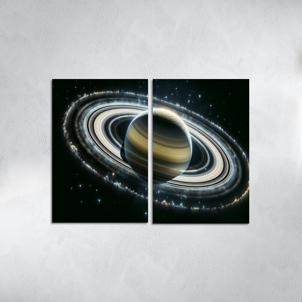 The Secrets of Saturn's Faint Rings 2 Piece HD Canvas Wall Art-Original Frame