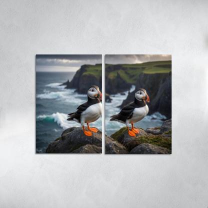 The Colorful Puffin Clown Of The Sea Modern Paintings Frame