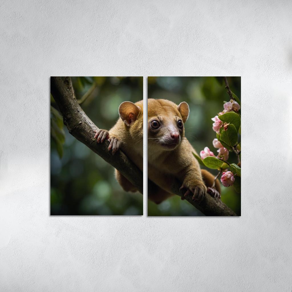 The Exotic Kinkajou In The Rainforest Canopy Framed Paintings