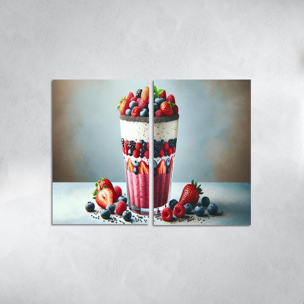 Almond Berry Bliss Smoothie 2 Piece HD Canvas Wall Art-Original Frame
