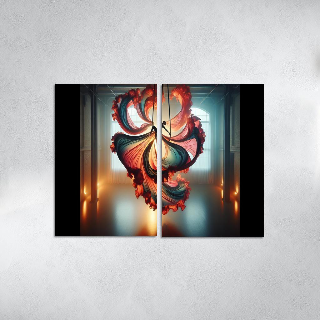 Aerial Silks Dance in the Air 2 Piece HD Canvas Wall Art-Original Frame
