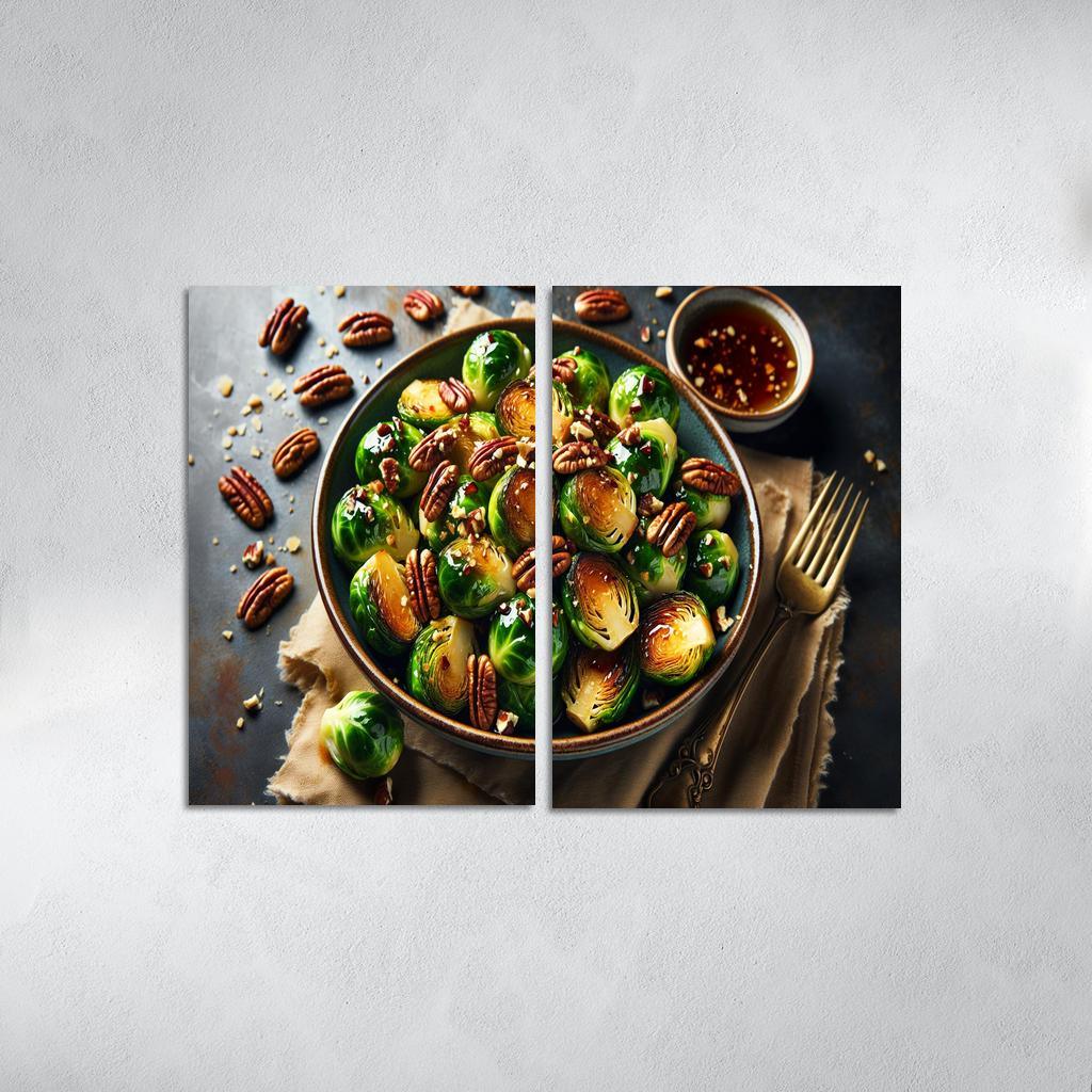 Cinnamon Maple Roasted Brussels Sprouts 2 Piece HD Canvas Wall Art-Original Frame
