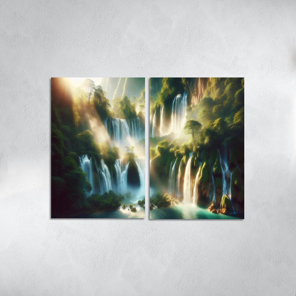 The Serene Cascades Of Crystal Falls Custom Paintings Frame