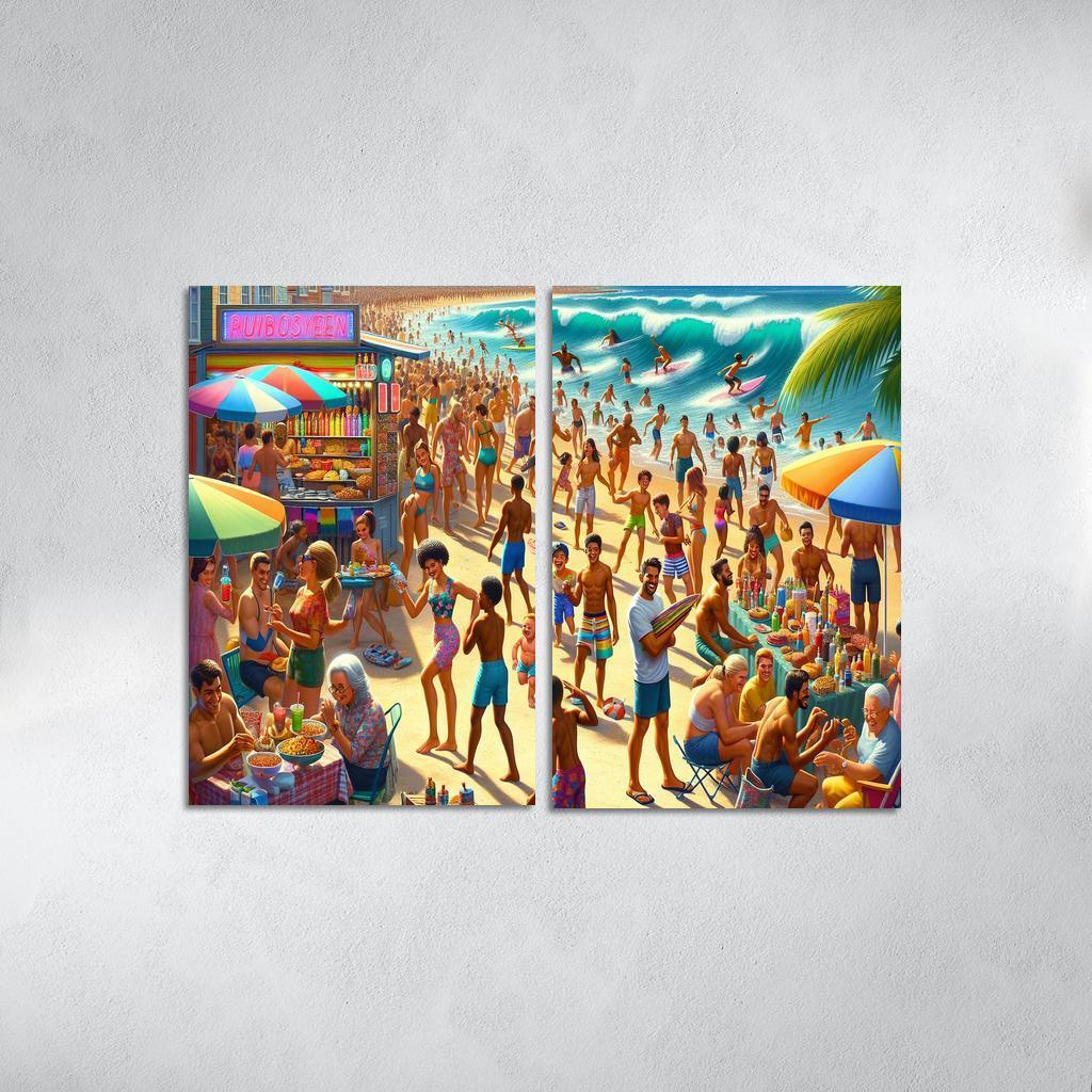 Sunshine Harbor Beach Modern Paintings Frame