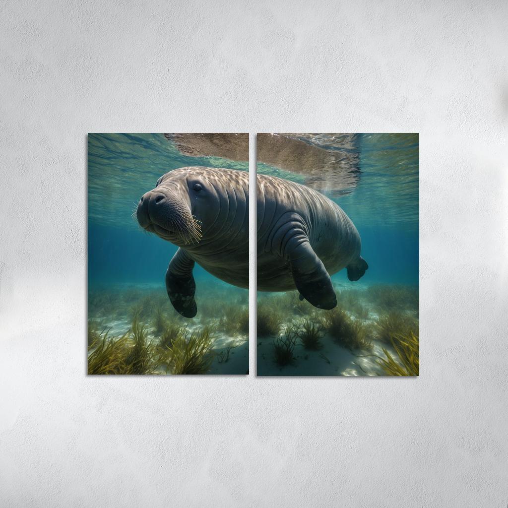 The Enigmatic Manatee The Gentle Sea Cow Framed Paintings