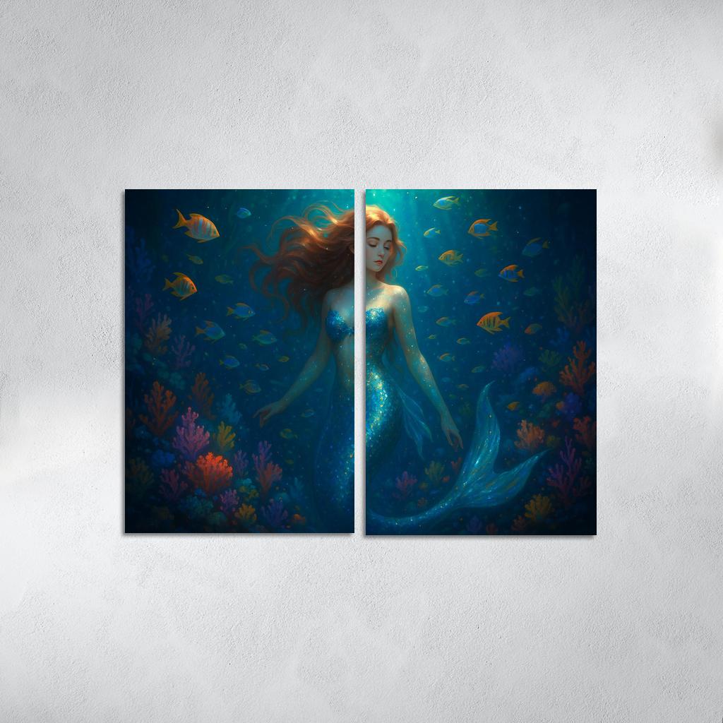 Magical Mermaid - Underwater Fantasy Tale Framed Paintings