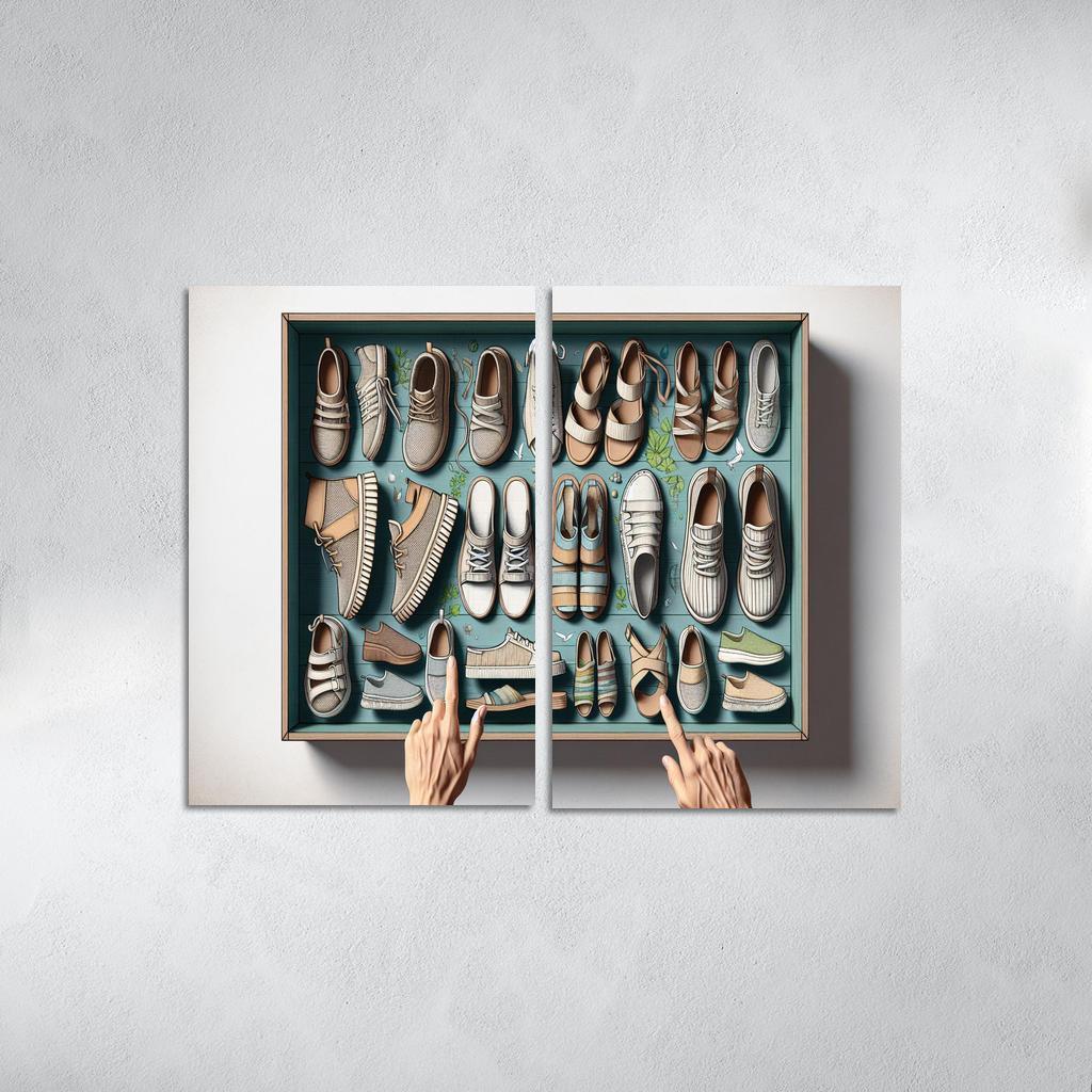 Sustainable Footwear Eco-Conscious Styles 2 Piece HD Canvas Wall Art-Original Frame