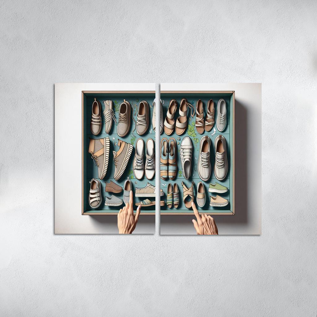 Sustainable Footwear Eco-Conscious Styles 2 Piece HD Canvas Wall Art-Original Frame
