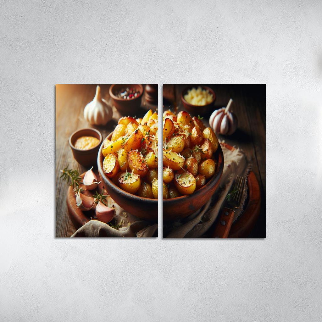 Herbed Garlic Parmesan Roasted Potatoes 2 Piece HD Canvas Wall Art-Original Frame
