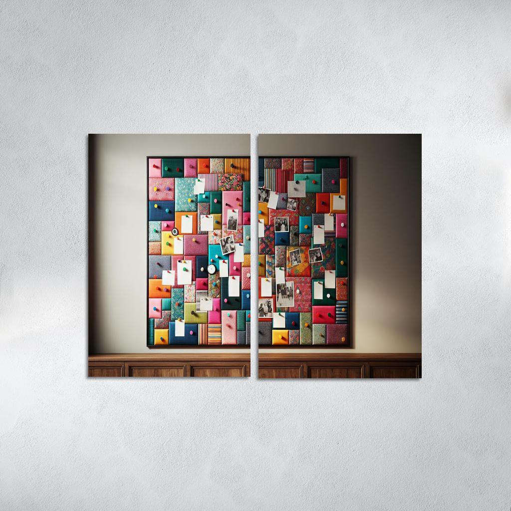 Fabric-Covered Cork Bulletin Board 2 Piece HD Canvas Wall Art-Original Frame