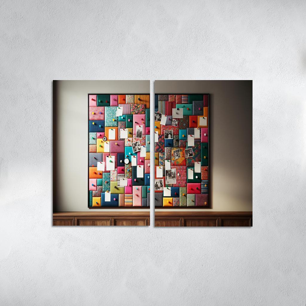 Fabric-Covered Cork Bulletin Board 2 Piece HD Canvas Wall Art-Original Frame