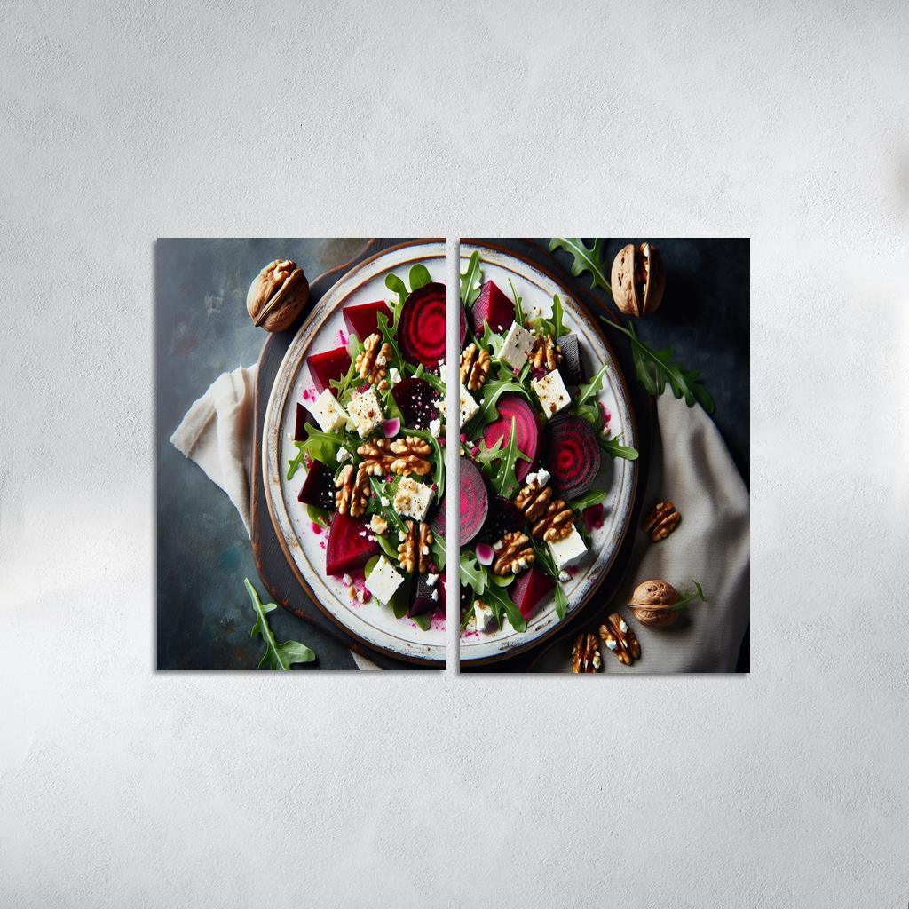 Beetroot and Feta Salad with Walnut Dressing 2 Piece HD Canvas Wall Art-Original Frame