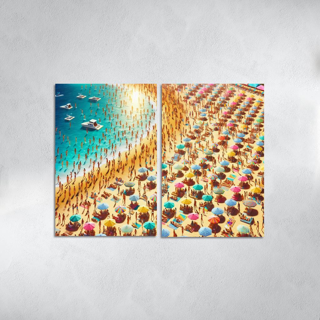 Sunny Isle Vibrant Beach Party Hub Premium Artwork Frames