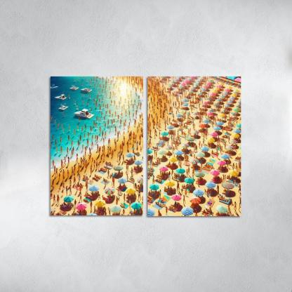 Sunny Isle Vibrant Beach Party Hub Premium Artwork Frames