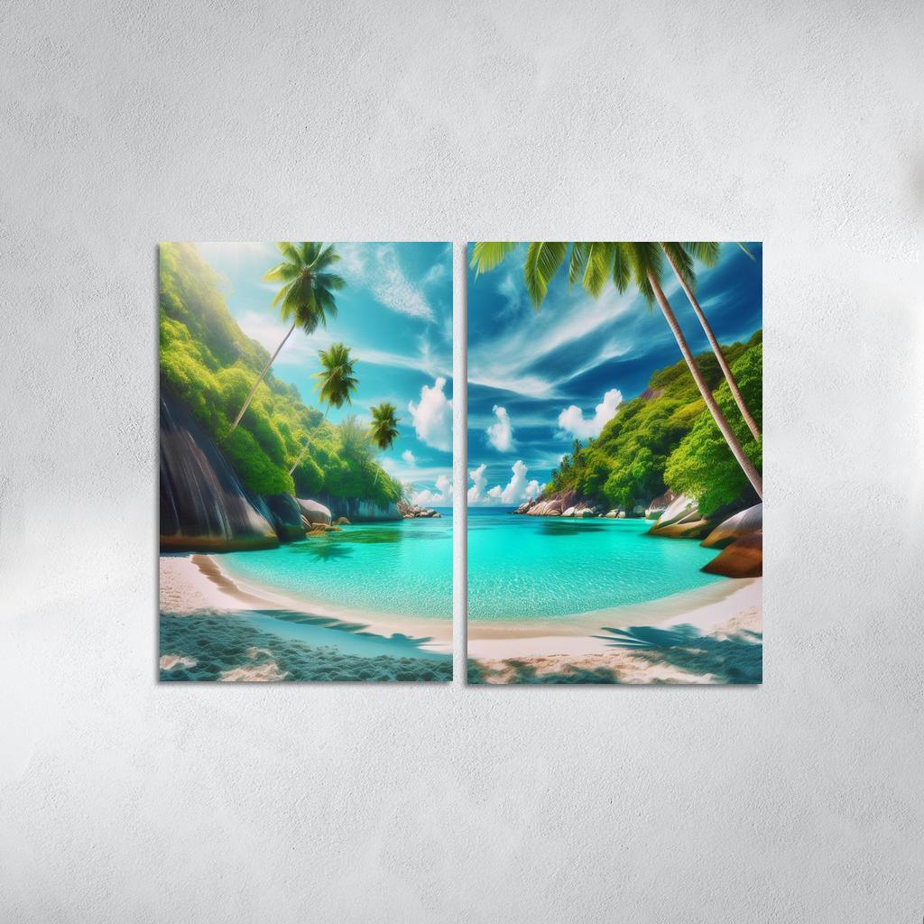 Whispering Palms Cove 2 Piece HD Canvas Wall Art-Original Frame