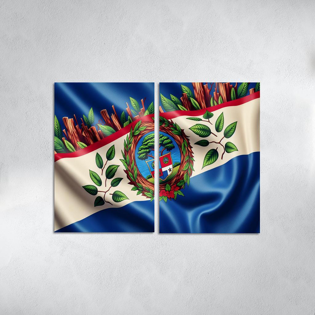 Colors of Diversity The Flag of Belize 2 Piece HD Canvas Wall Art-Original Frame
