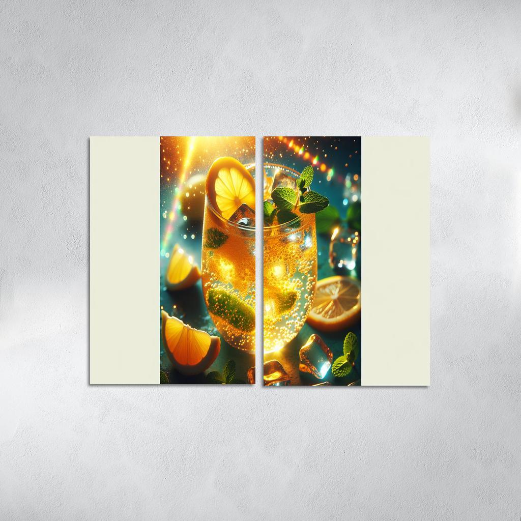 Golden Turmeric Ginger Lemonade 2 Piece HD Canvas Wall Art-Original Frame