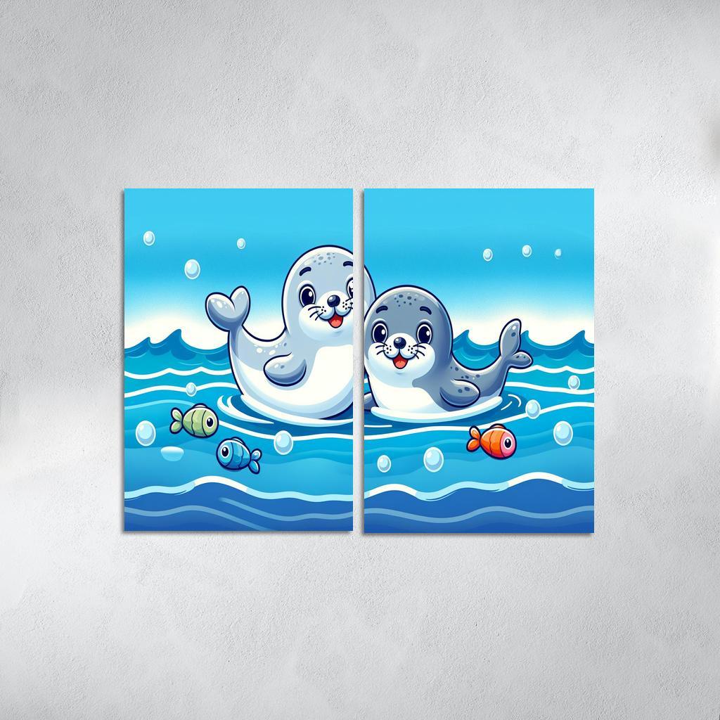 Silly Seals - Ocean Companions Framed Paintings