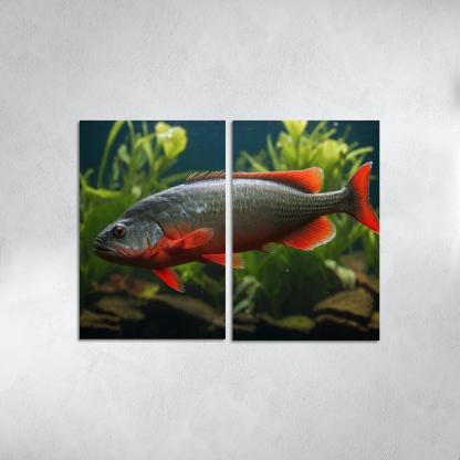 The Endearing Red-bellied Piranha In Freshwater Framed Paintings