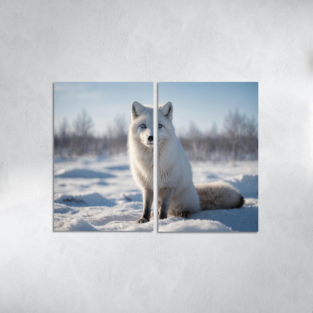 The Elusive Arctic Fox In Winter Wonderland Canvas Paintings Frame