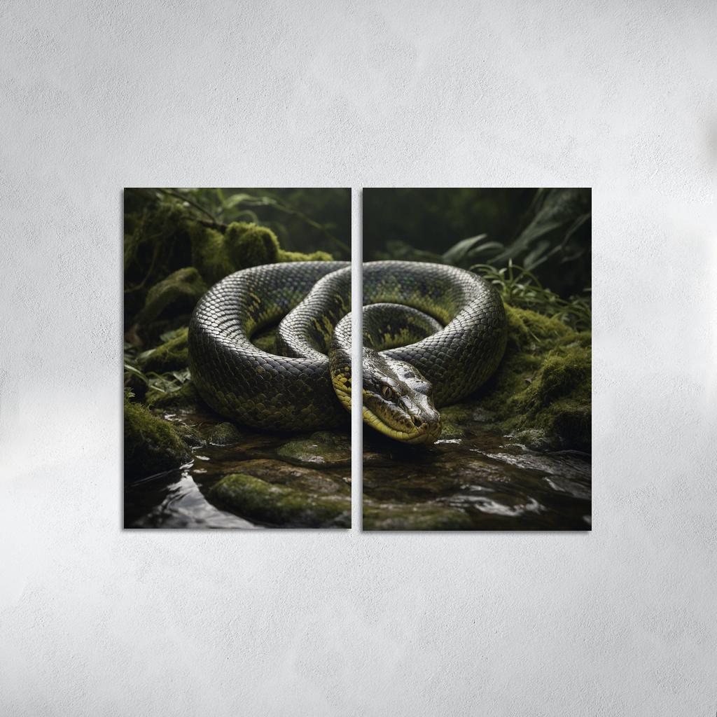 The Mysterious Green Anaconda Giant Of The Swamps Canvas Paintings Frame