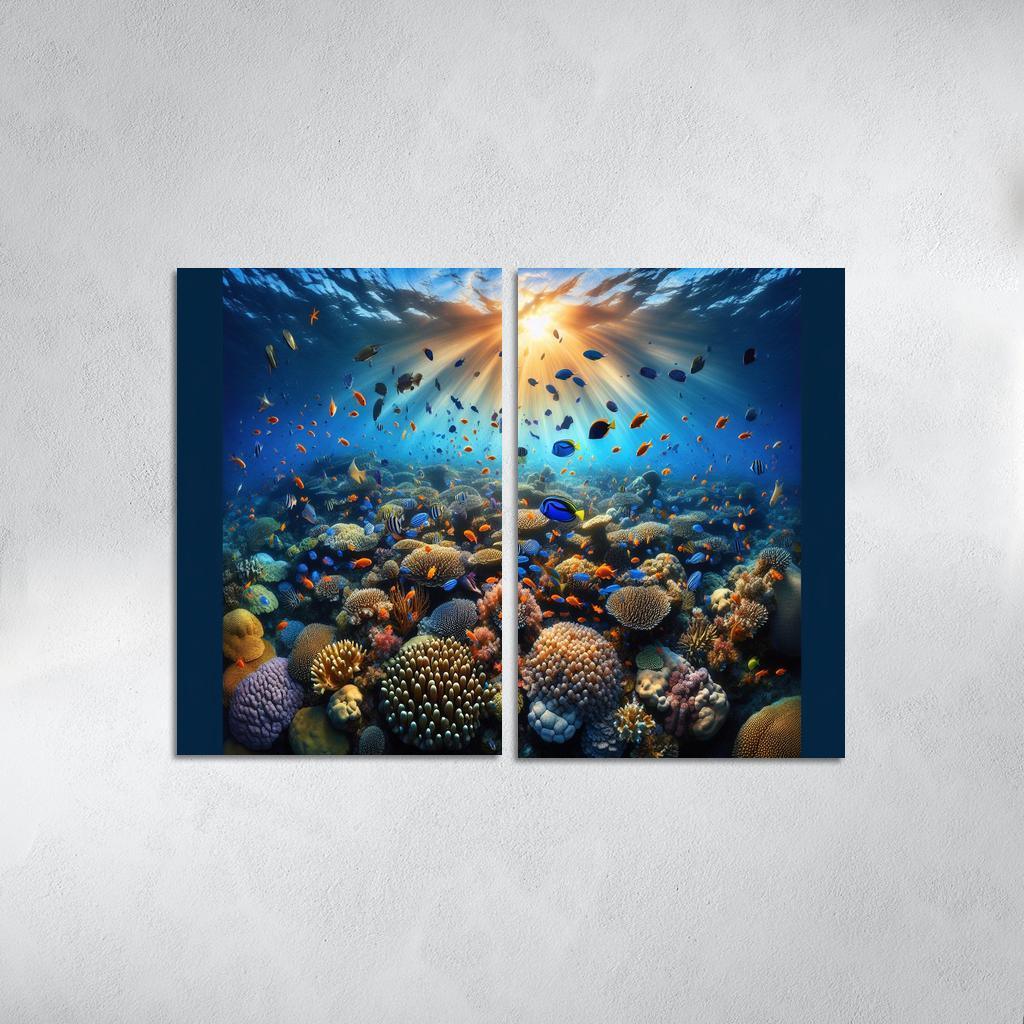 Sunset Reef Snorkel Under Vibrant Colors Custom Paintings Frame