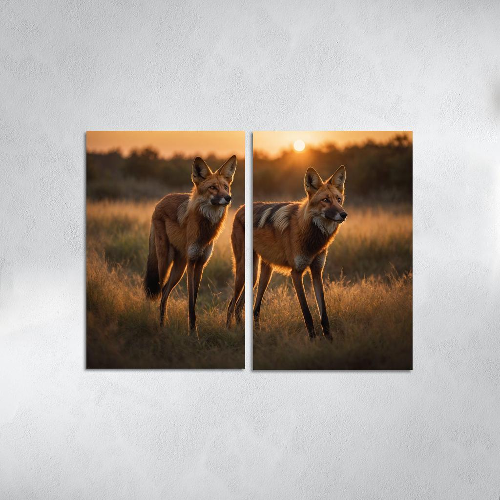 The Serene Maned Wolf Unique Grassland Canine Premium Artwork Frames
