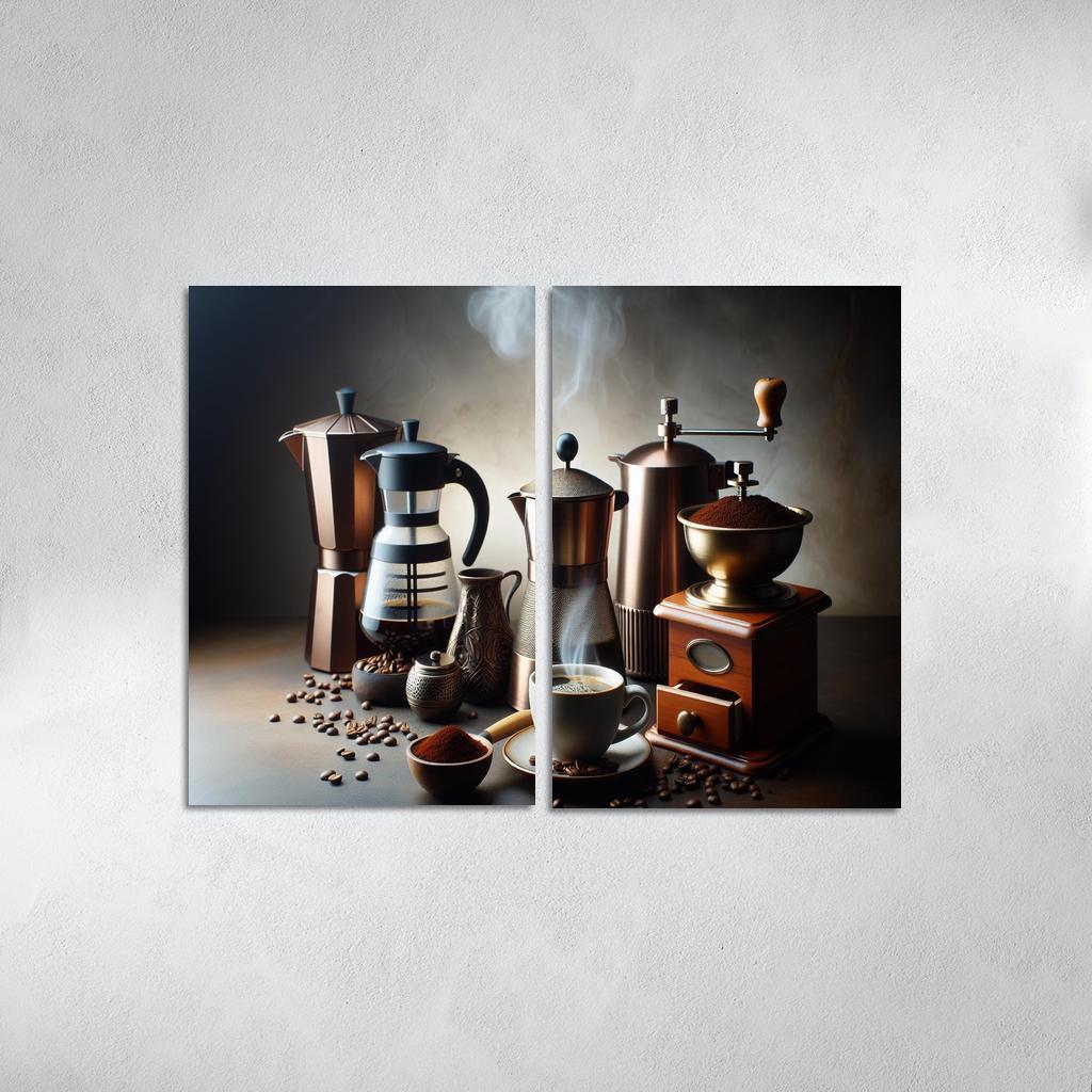 Home Brewed Coffee The Art of Crafting Perfection 2 Piece HD Canvas Wall Art-Original Frame