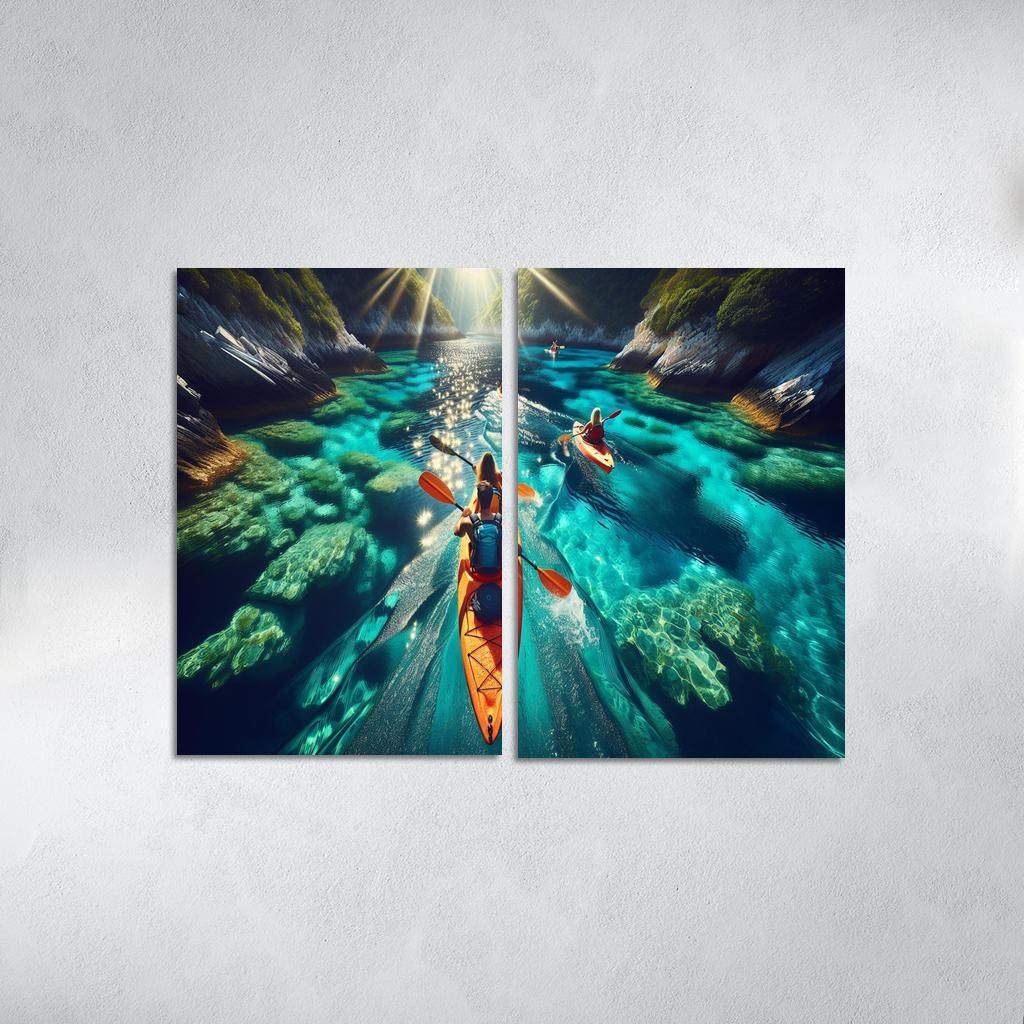 Glistening Waters Kayaking Paradise Abstract Paintings Frame