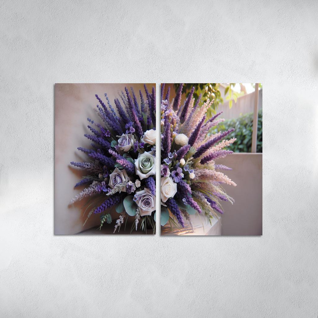 Lavender Dreams A Calming Floral Design 2 Piece HD Canvas Wall Art-Original Frame