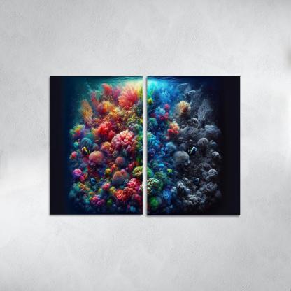 Beneath The Surface Ocean Conservation Awareness Multi-panel Paintings