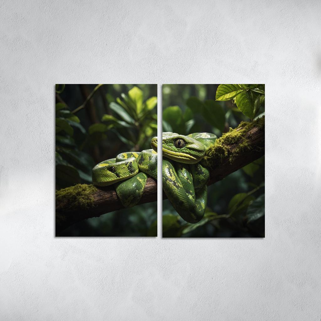 The Striking Green Tree Python Nature's Gem Oil Paintings Frame