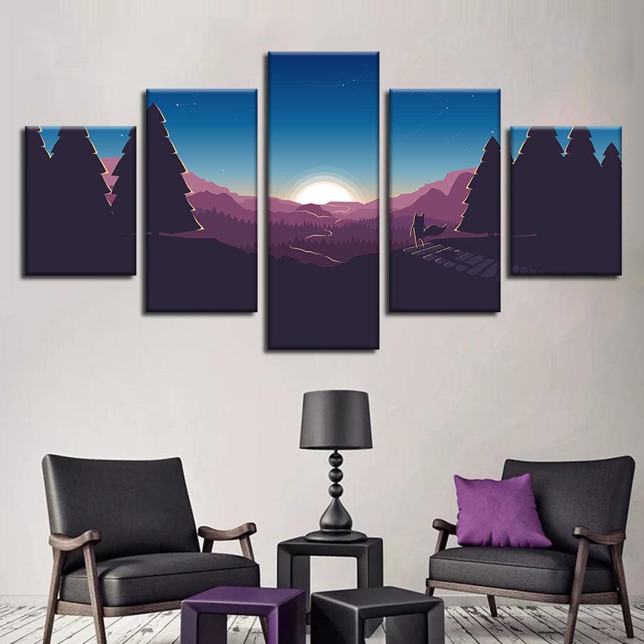 Standing In A Forest 5 Piece HD Multi Panel Canvas Wall Art Frame-Original Frame