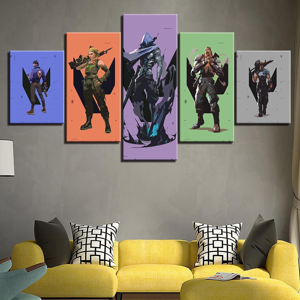 The Fortnite Multicolor 5 Piece HD Multi Panel Canvas Wall Art Frame-Original Frame