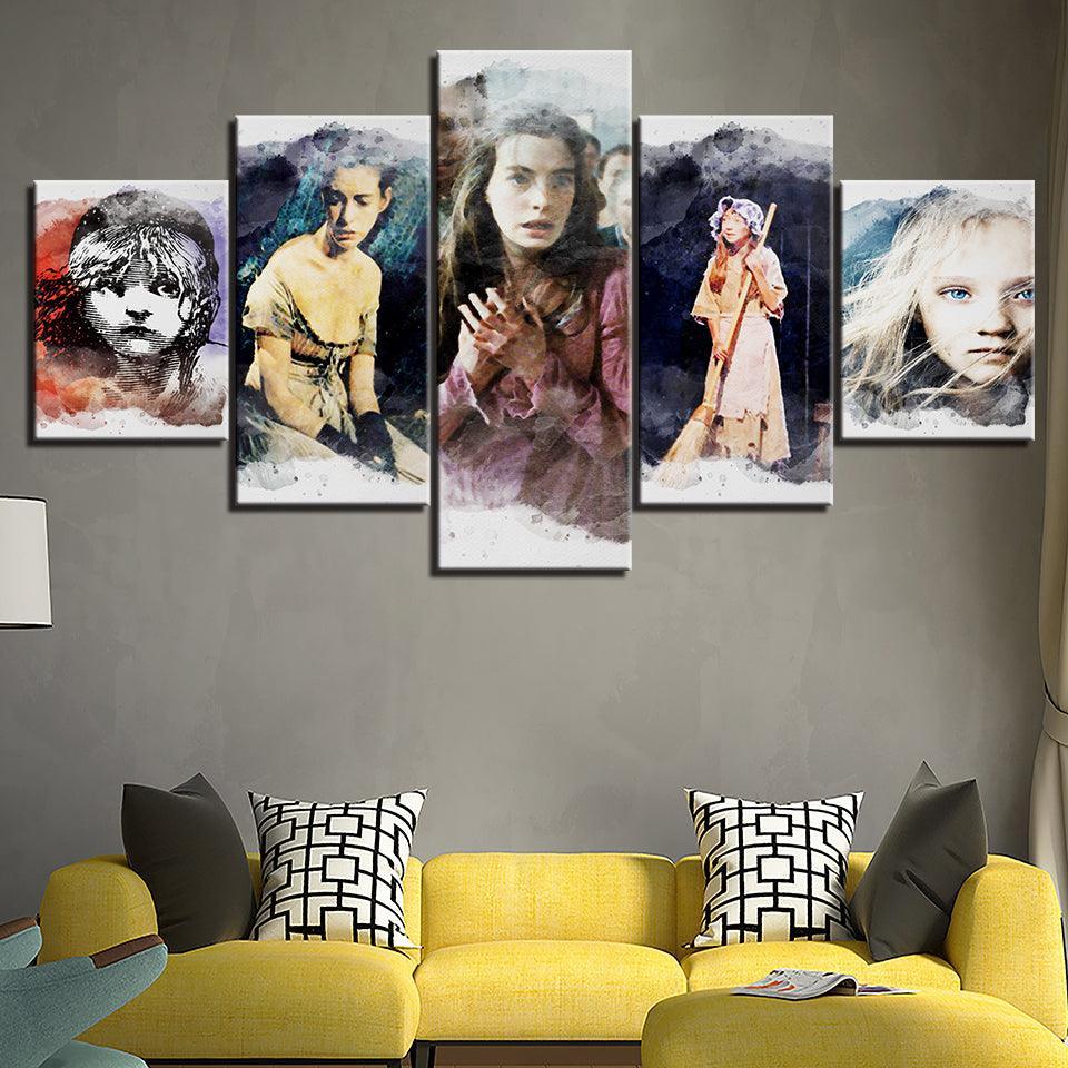 Multi Character 5 Piece HD Multi Panel Canvas Wall Art Frame-Original Frame