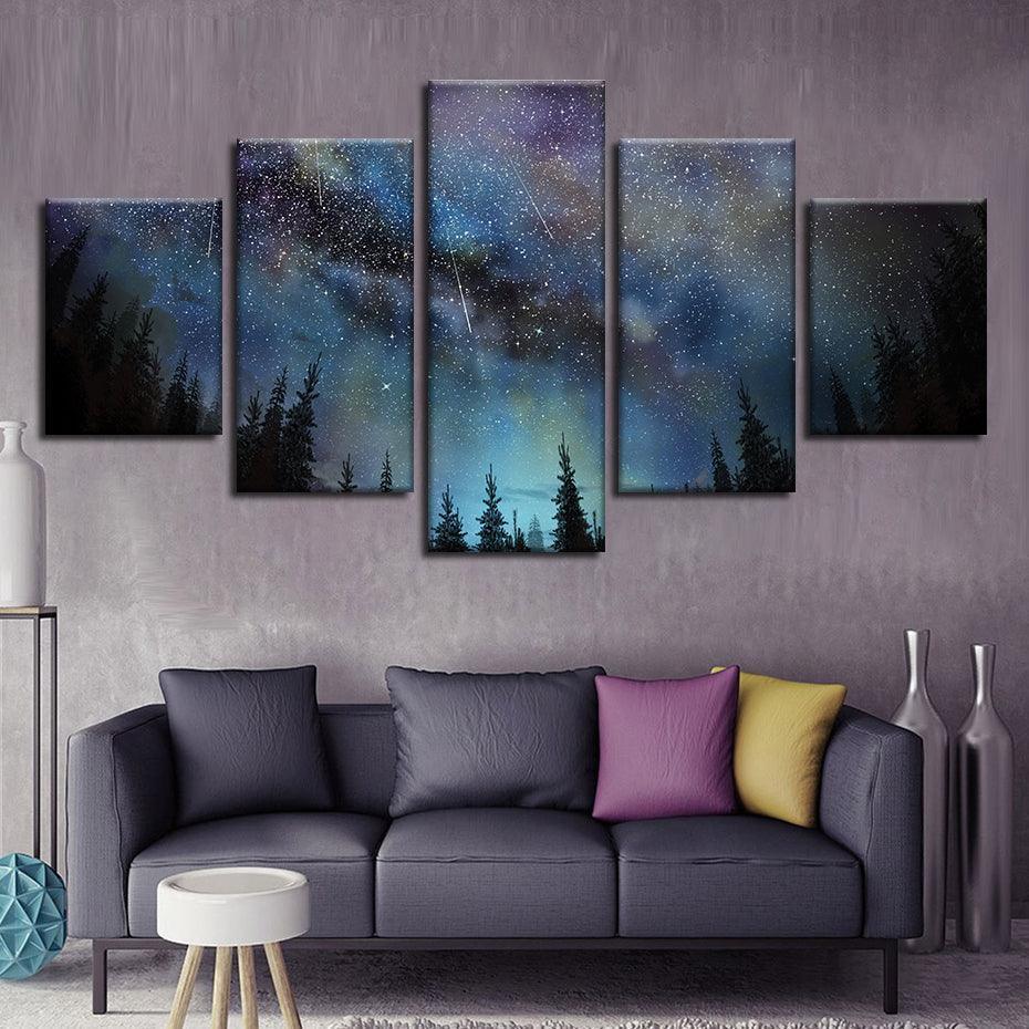 Stunning Starry Sky 5 Piece HD Multi Panel Canvas Wall Art Frame-Original Frame