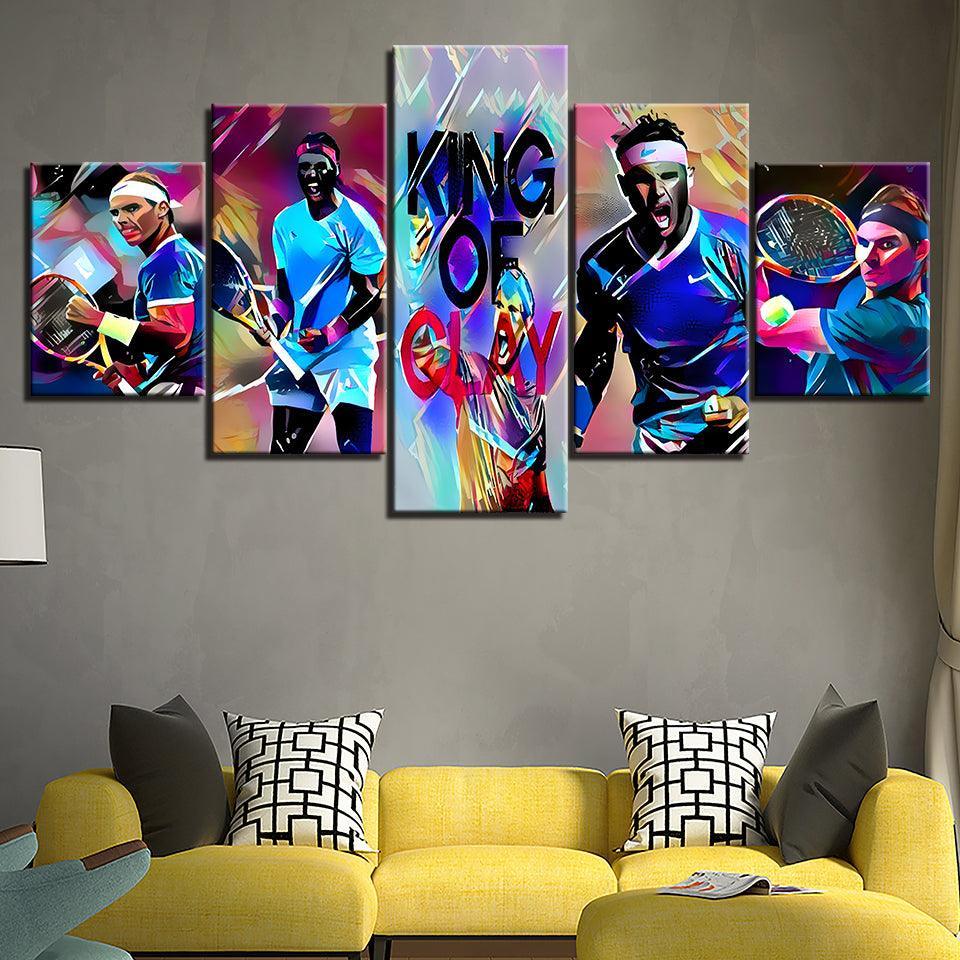 Tennis Match 5 Piece HD Multi Panel Canvas Wall Art Frame-Original Frame