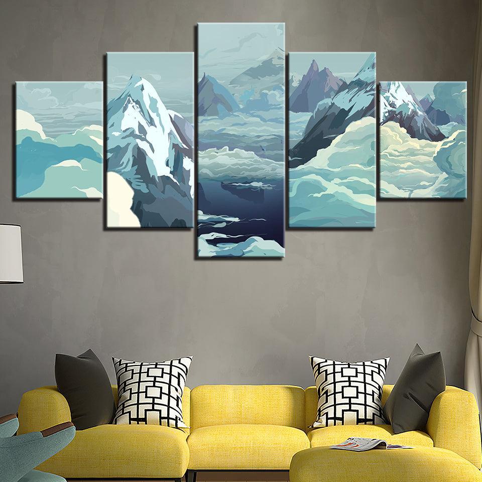 The Icy Winter 5 Piece HD Multi Panel Canvas Wall Art Frame-Original Frame