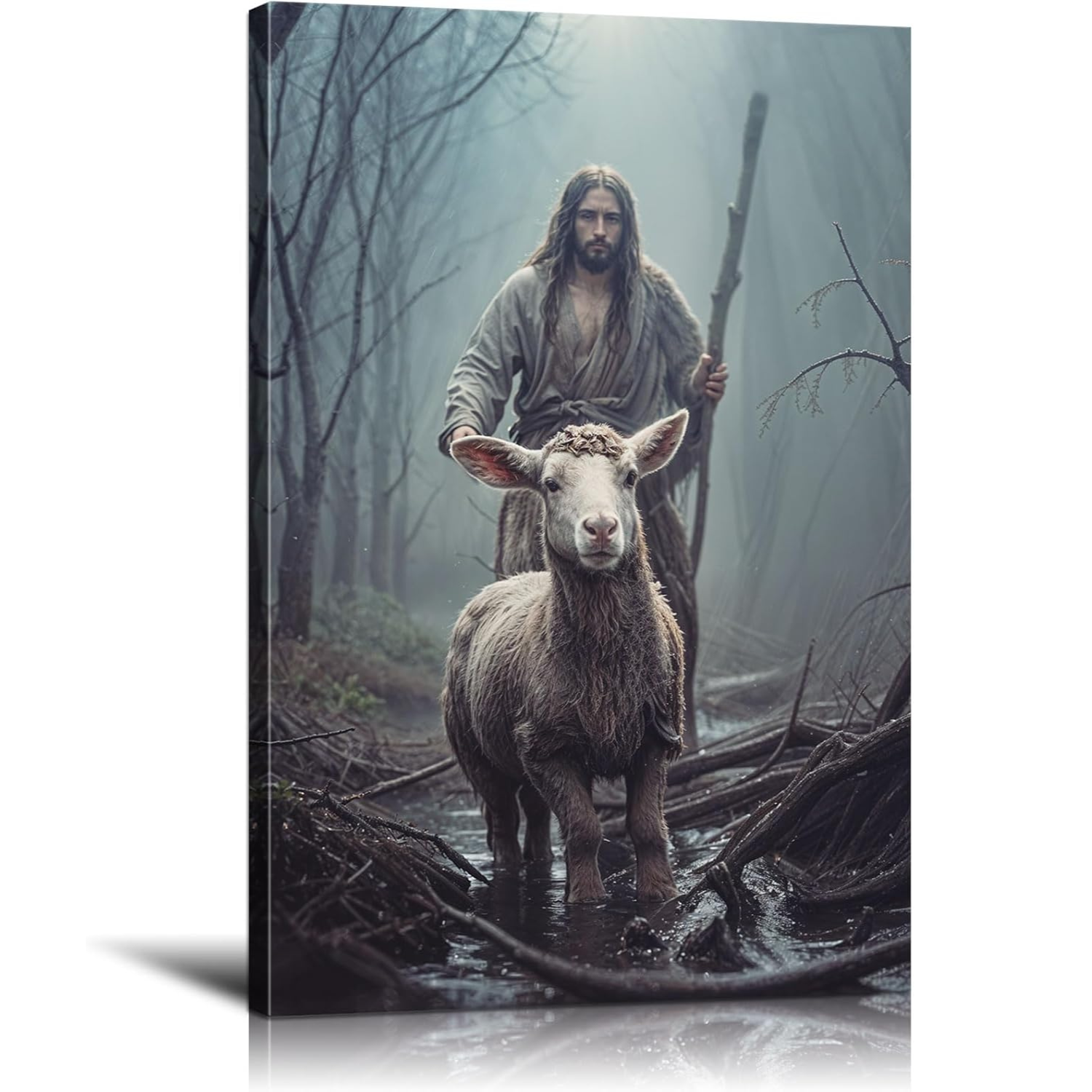 Jesus And The Lamb Canvas Wall Art