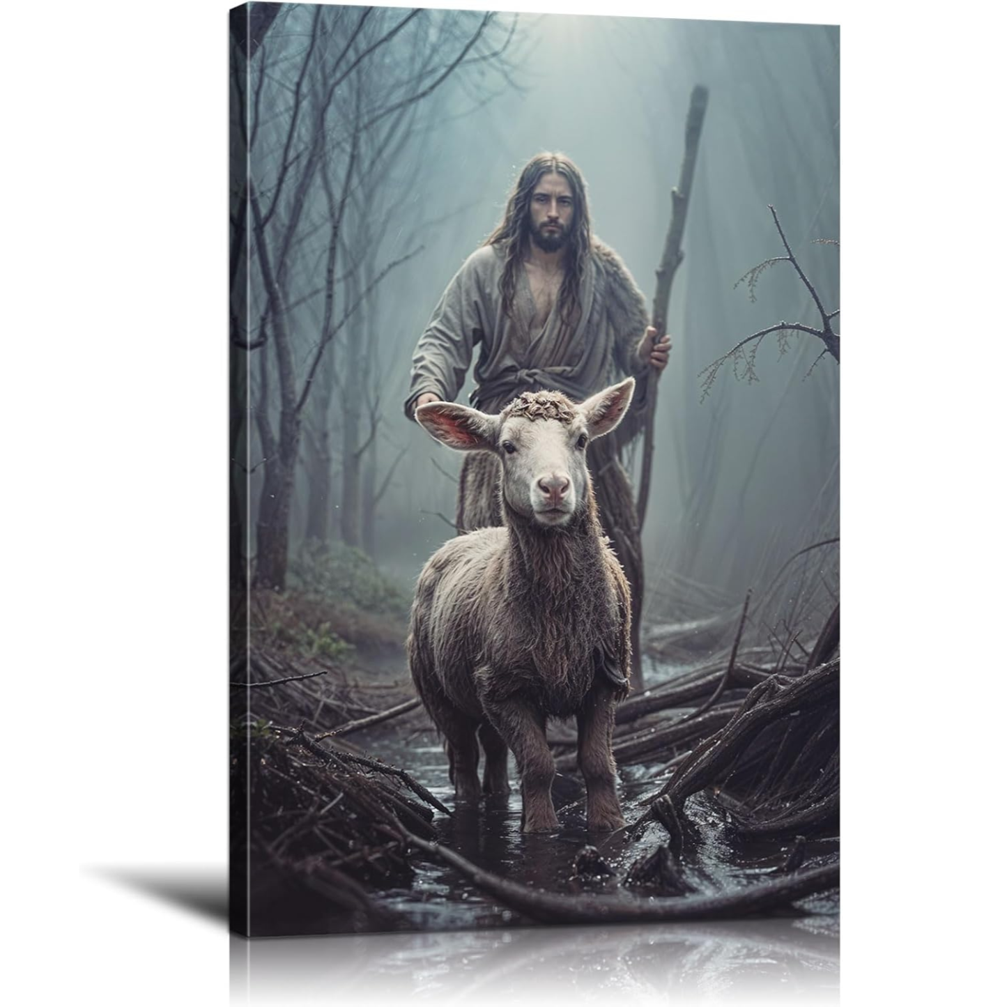 Jesus And The Lamb Canvas Wall Art
