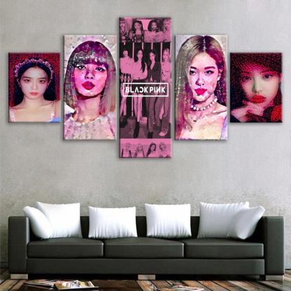 BLACKPINK 5 Piece HD Multi Panel Canvas Wall Art Frame-Original Frame