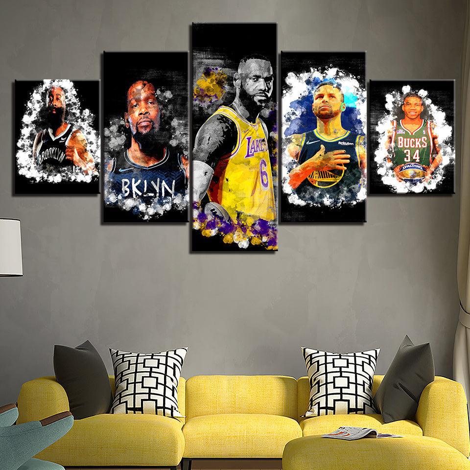 Players All Stars 5 Piece HD Multi Panel Canvas Wall Art Frame-Original Frame
