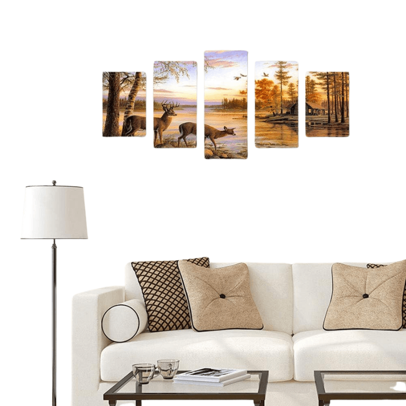 Animal Deer Pictures Vintage Wall Art Canvas Print-Original Frame