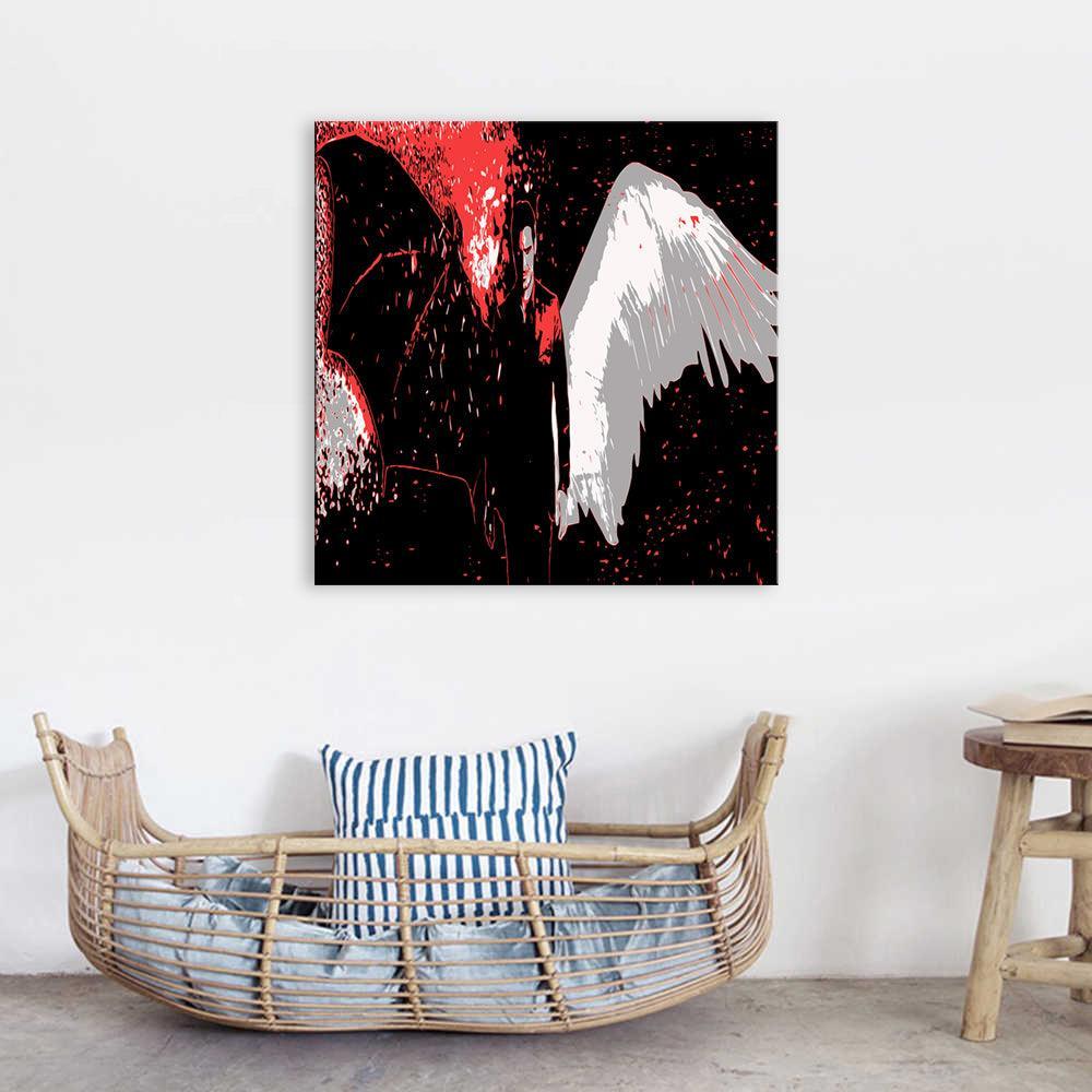 Black & Red Lucifer´s 1 Piece HD Multi Panel Canvas Wall Art Frame-Original Frame