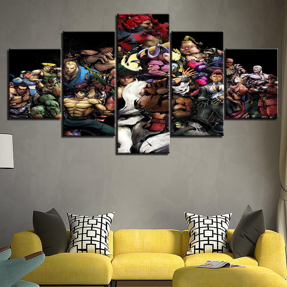 The Fighters Cartoon 5 Piece HD Multi Panel Canvas Wall Art Frame-Original Frame
