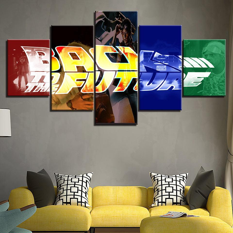 Back To The Future 5 Piece HD Multi Panel Canvas Wall Art Frame-Original Frame